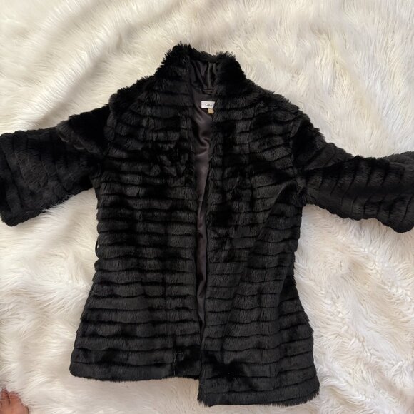 Calvin Klein Black Fur Jacket - Picture 1 of 2